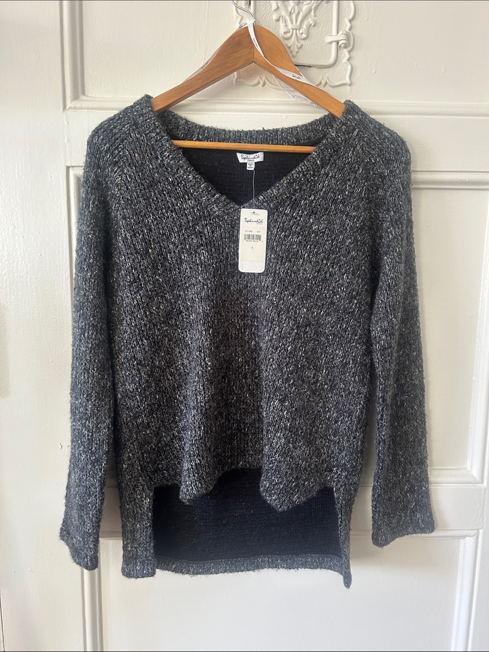Splendid Dark Charcoal Marled V-Neck Sweater
